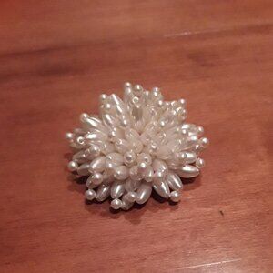 Vintage beaded pearl white brooch